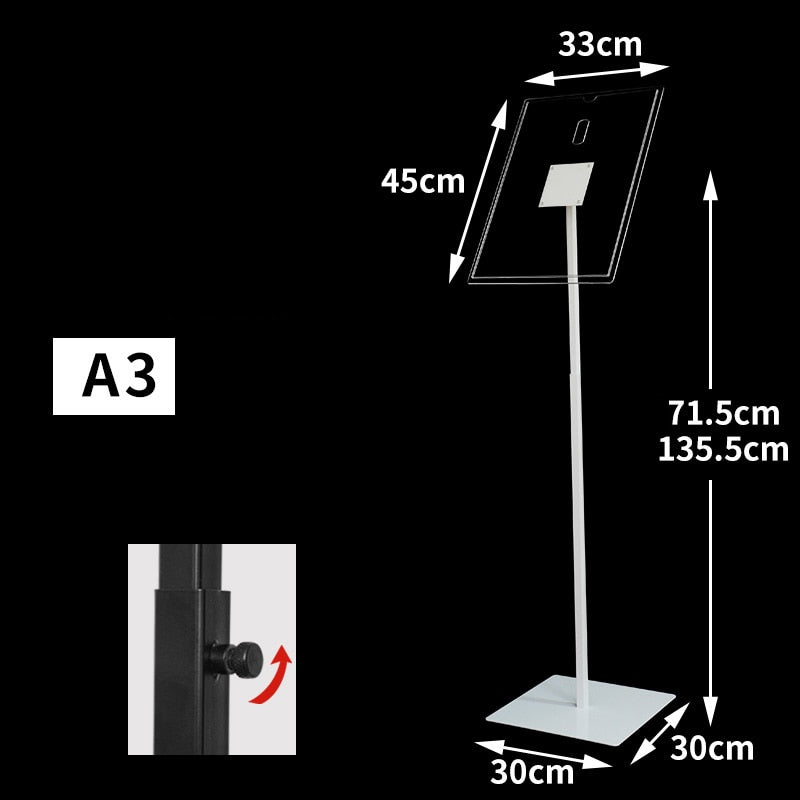 A3 A4 adjustable floor-standing metal advertising promotion poster display stand
