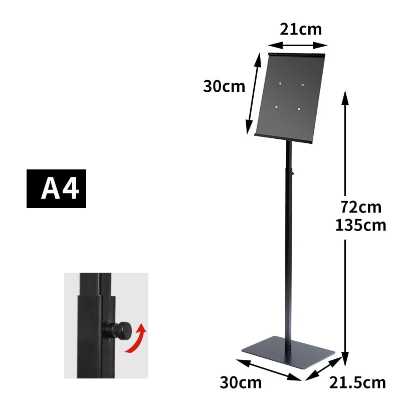 A3 A4 adjustable floor-standing metal advertising promotion poster display stand