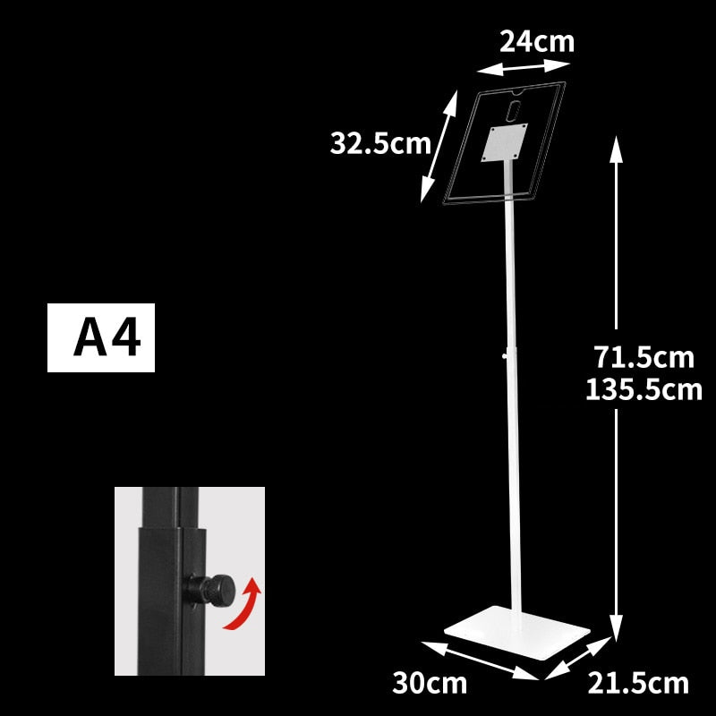 A3 A4 adjustable floor-standing metal advertising promotion poster display stand