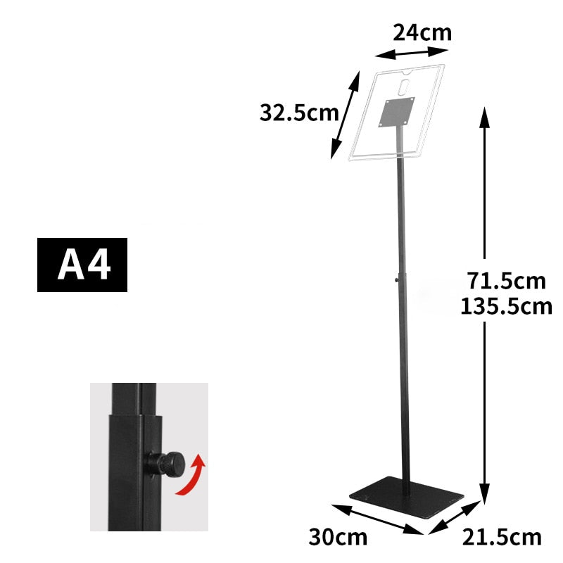 A3 A4 adjustable floor-standing metal advertising promotion poster display stand