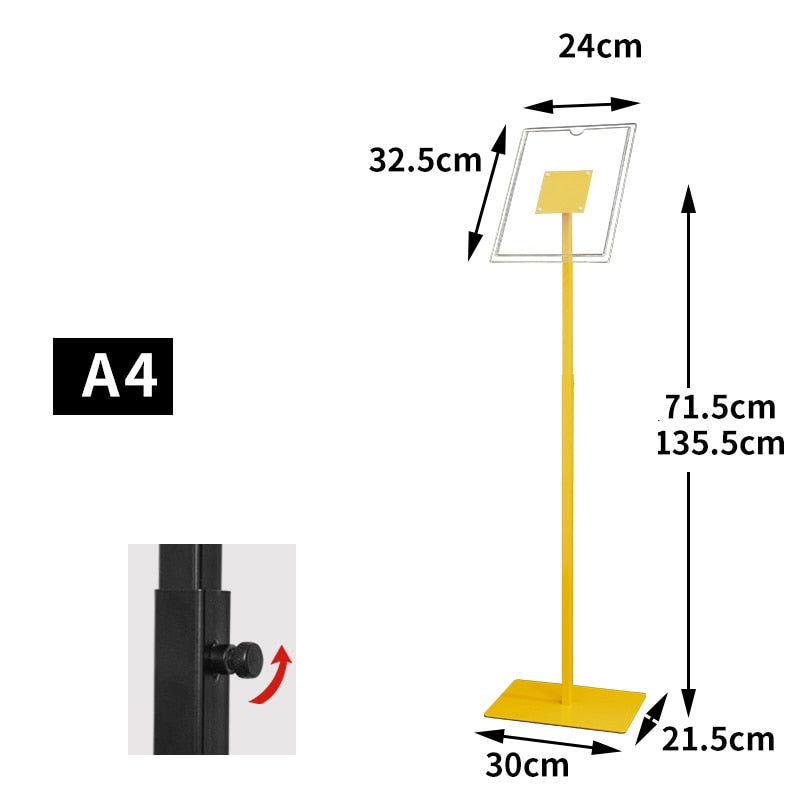 A3 A4 adjustable floor-standing metal advertising promotion poster display stand