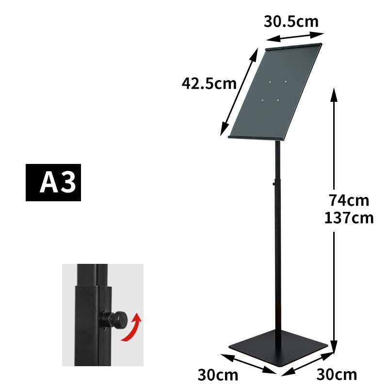 A3 A4 adjustable floor-standing metal advertising promotion poster display stand