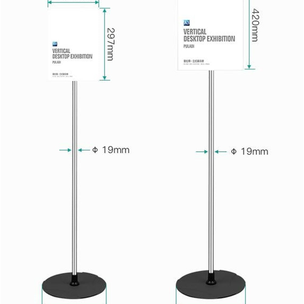 Metal floor standing A4 poster stand display stand