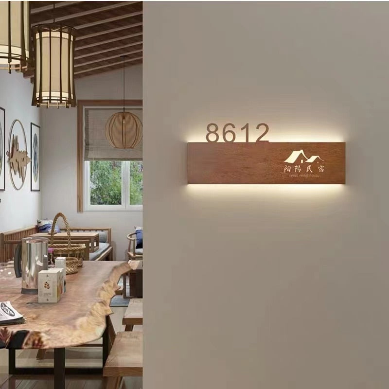 Black house number floating sign address plate