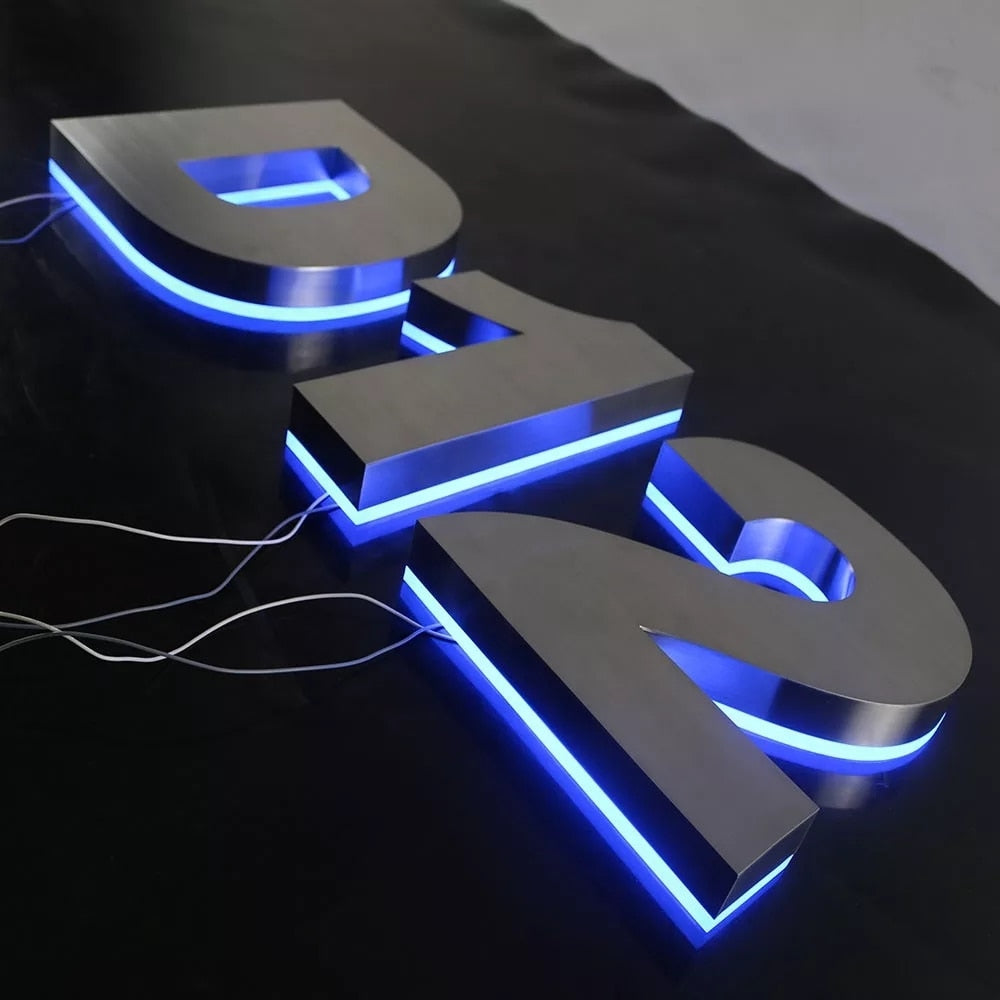 定制 室內仿古不銹鋼彩色背光 LED 字母