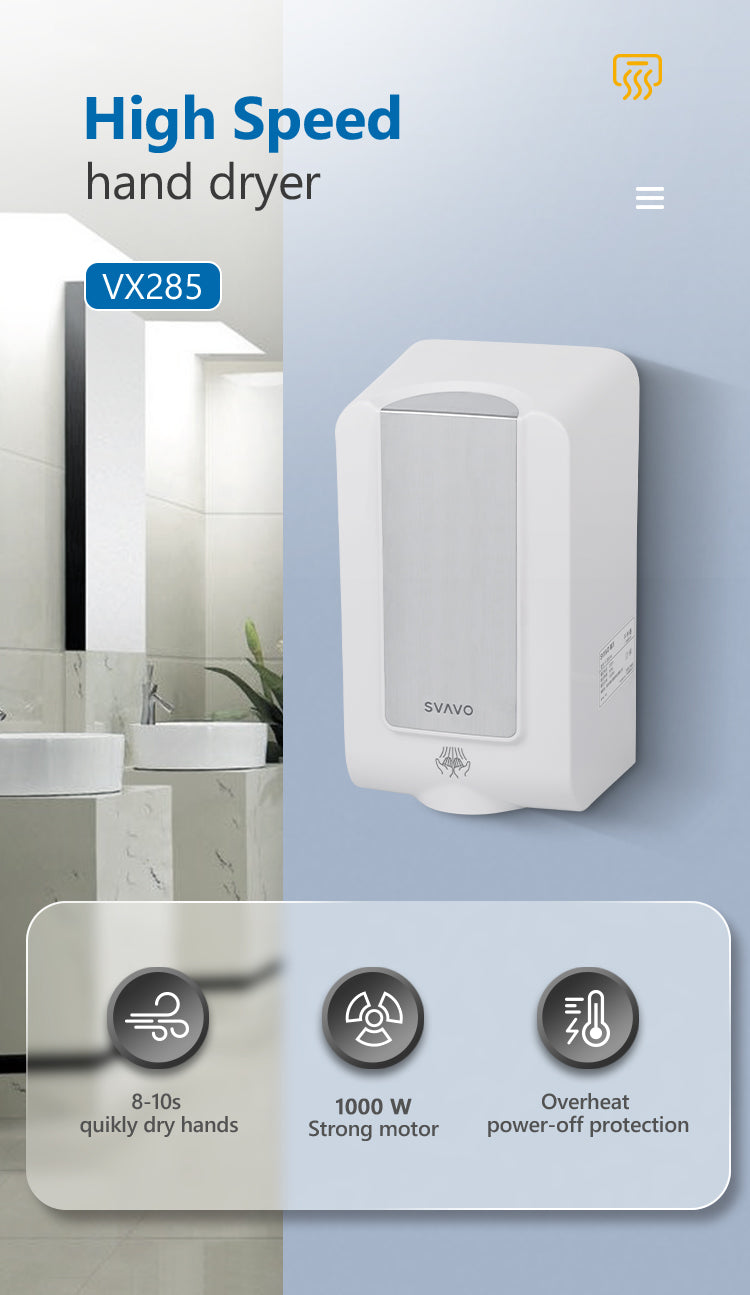 VX285 Electric Hands-Free Hand Dryer for Hotels and Homes