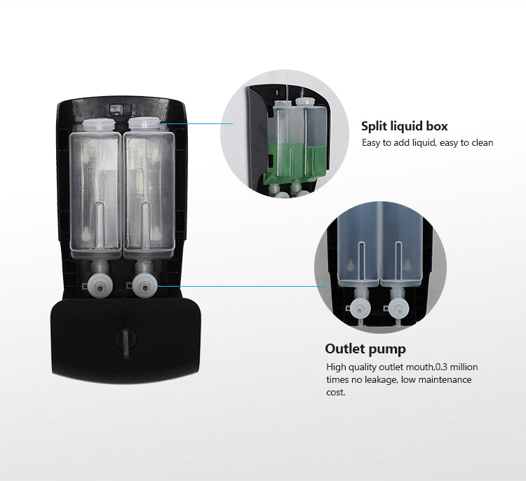 PL-151052 Double Head Wall Mounted Hotel Bathroom Hand Sanitizer Shampoo Dispenser Manual Soap Dispenser