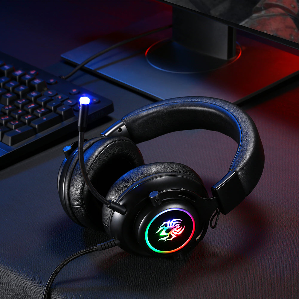 電腦遊戲耳機 LED 有線 RGB 耳機帶麥克風