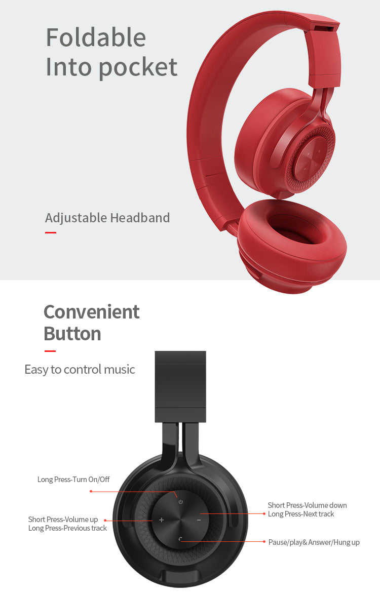 Professional DJ Studio Foldable Wireless Black Headphones