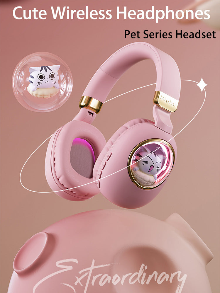 Cute cartoon luminous pet head-mounted Bluetooth headset B4 wireless Bluetooth headset