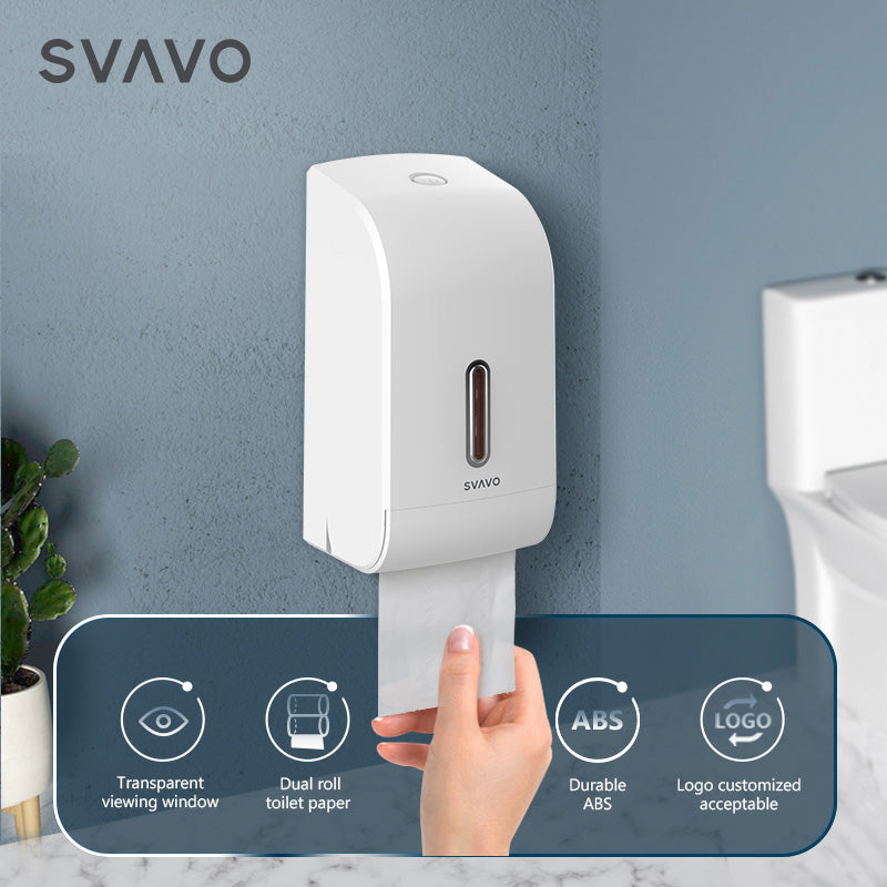 PL-151068 Wall-mounted ABS plastic waterproof double roll paper towel dispenser