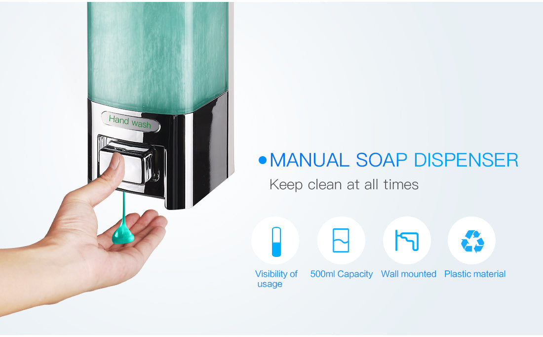 V-8101 500ml Manual Liquid Gel Soap Shower Shampoo Hand Sanitizer Dispenser