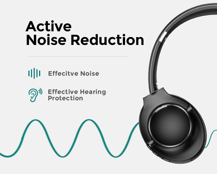 Head-mounted Stereo ANC Active Noise Cancellation Wireless Bluetooth 5.0 Headphones