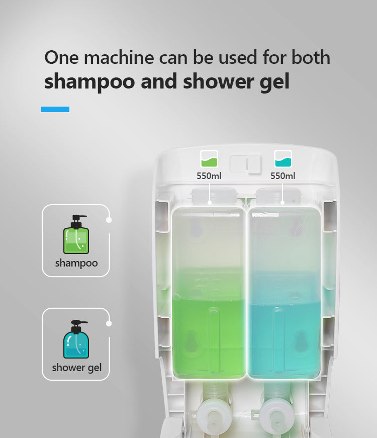 PL-151052 Double Head Wall Mounted Hotel Bathroom Hand Sanitizer Shampoo Dispenser Manual Soap Dispenser
