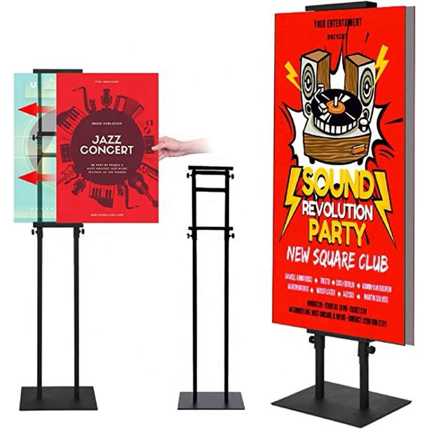 Poster Board Rack Single Double Sided Poster Board Stand Floor Standing Sign Stand Adjustable Height Up to 71" Indoor and Outdoor Display Rack