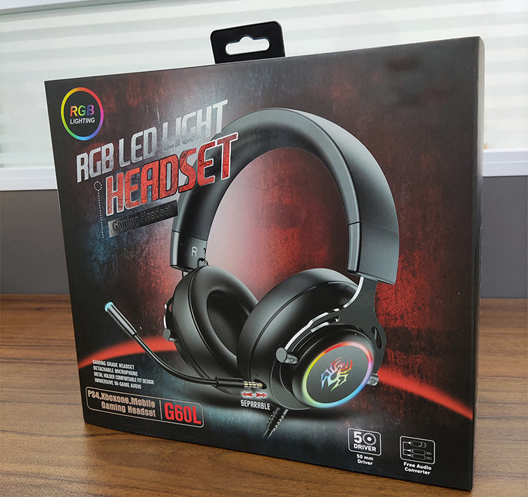 電腦遊戲耳機 LED 有線 RGB 耳機帶麥克風
