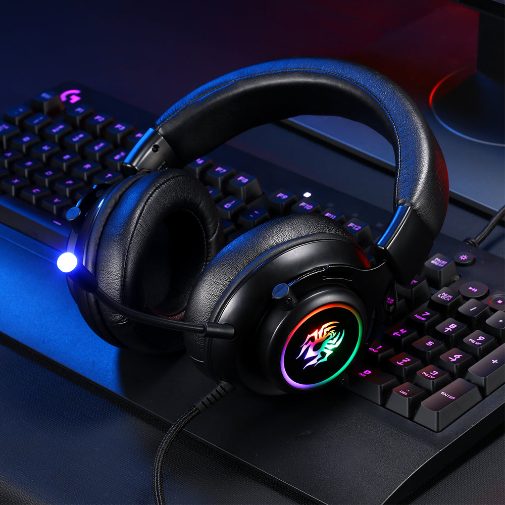 電腦遊戲耳機 LED 有線 RGB 耳機帶麥克風