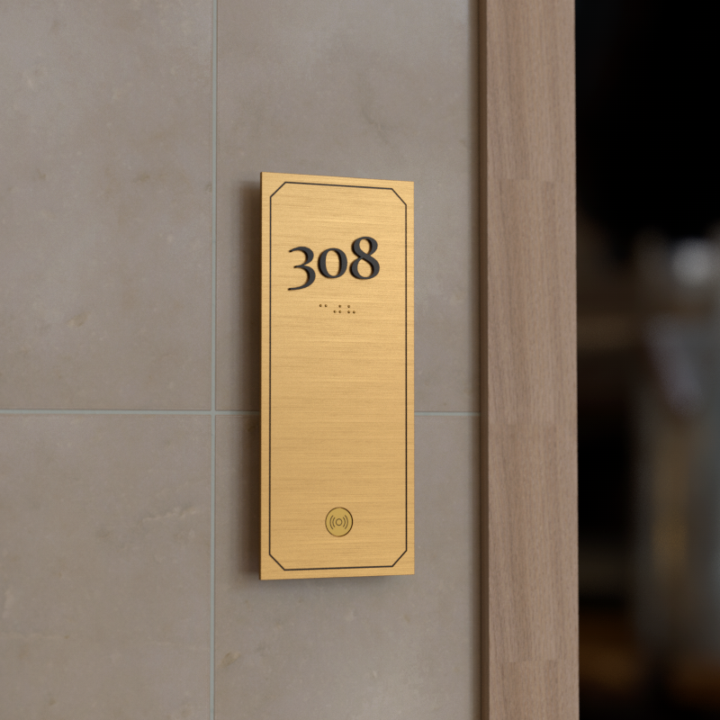 Customized metal stainless steel aluminum door plate embossed sign