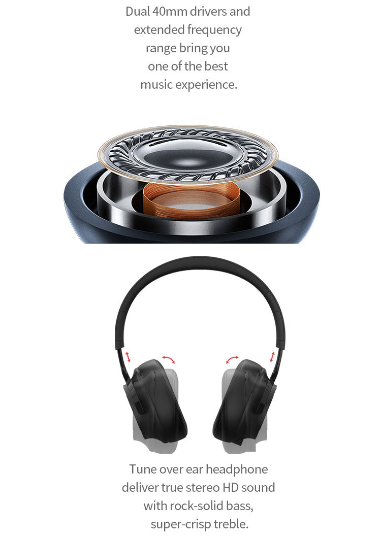 Professional DJ Studio Foldable Wireless Black Headphones