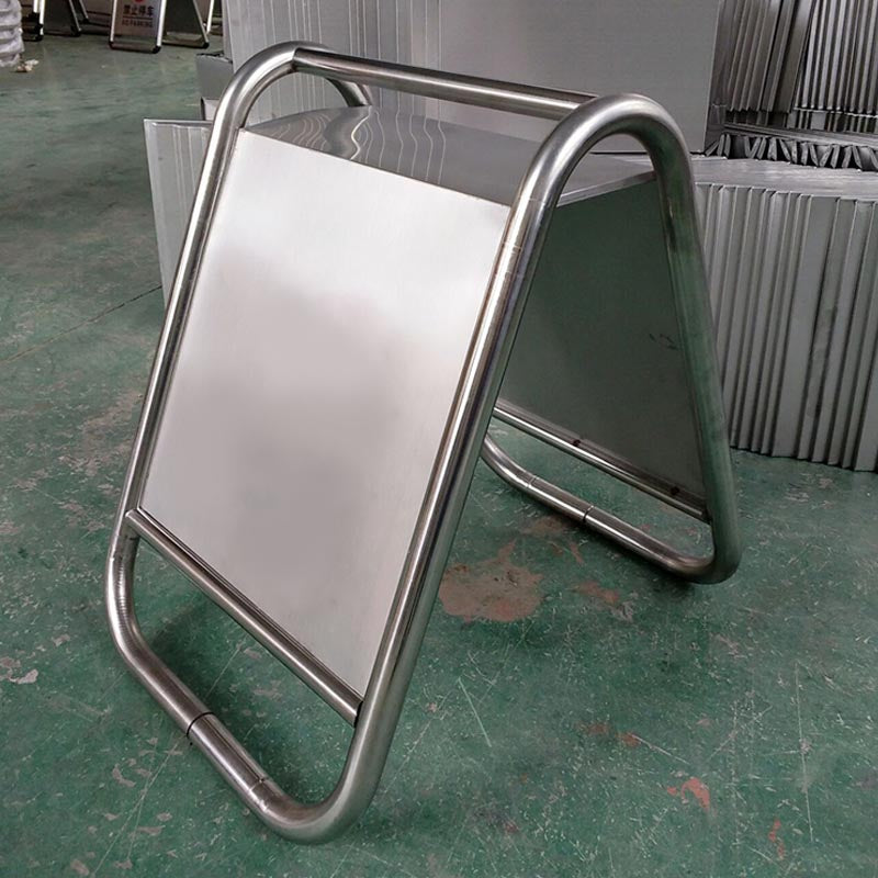Stainless steel parking panels. Be careful with floor skids. Special parking space board. warning sign