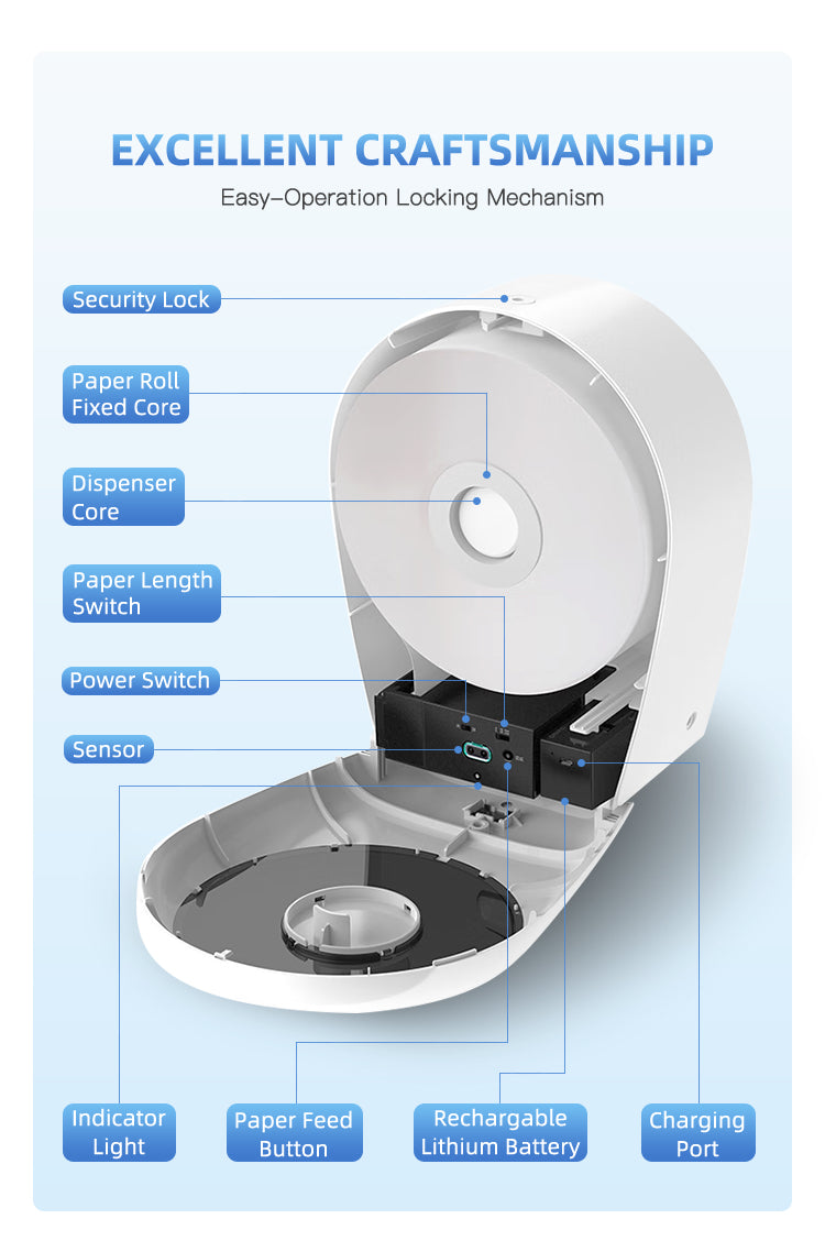 PL-151016 Bathroom wall-mounted punch-free roll tissue box bathroom toilet paper holder induction automatic cutting tissue holder