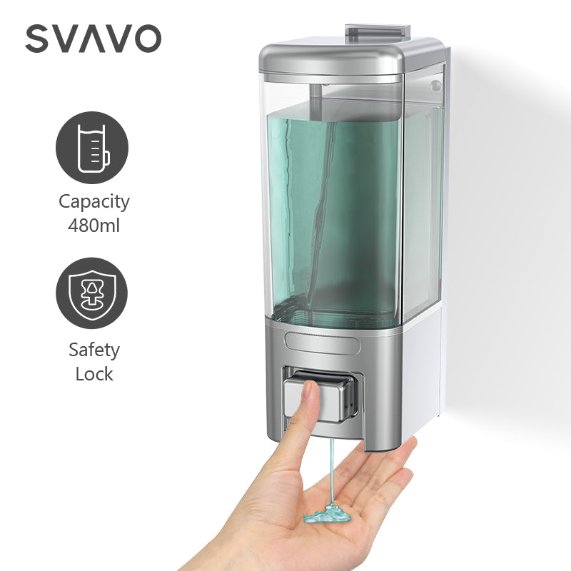 V-8101 500ml Manual Liquid Gel Soap Shower Shampoo Hand Sanitizer Dispenser