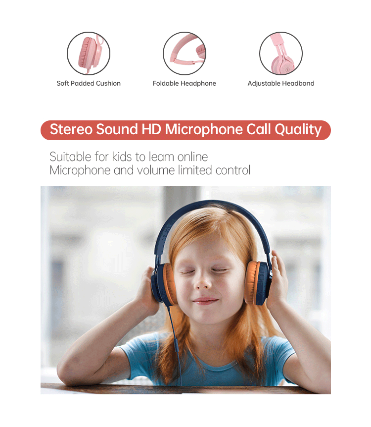 Children's Portable Wi-Fi Controlled Cute Online Class Earphones with Microphone EP06 Headphones