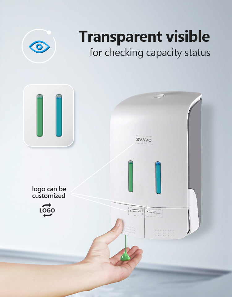 PL-151052 Double Head Wall Mounted Hotel Bathroom Hand Sanitizer Shampoo Dispenser Manual Soap Dispenser