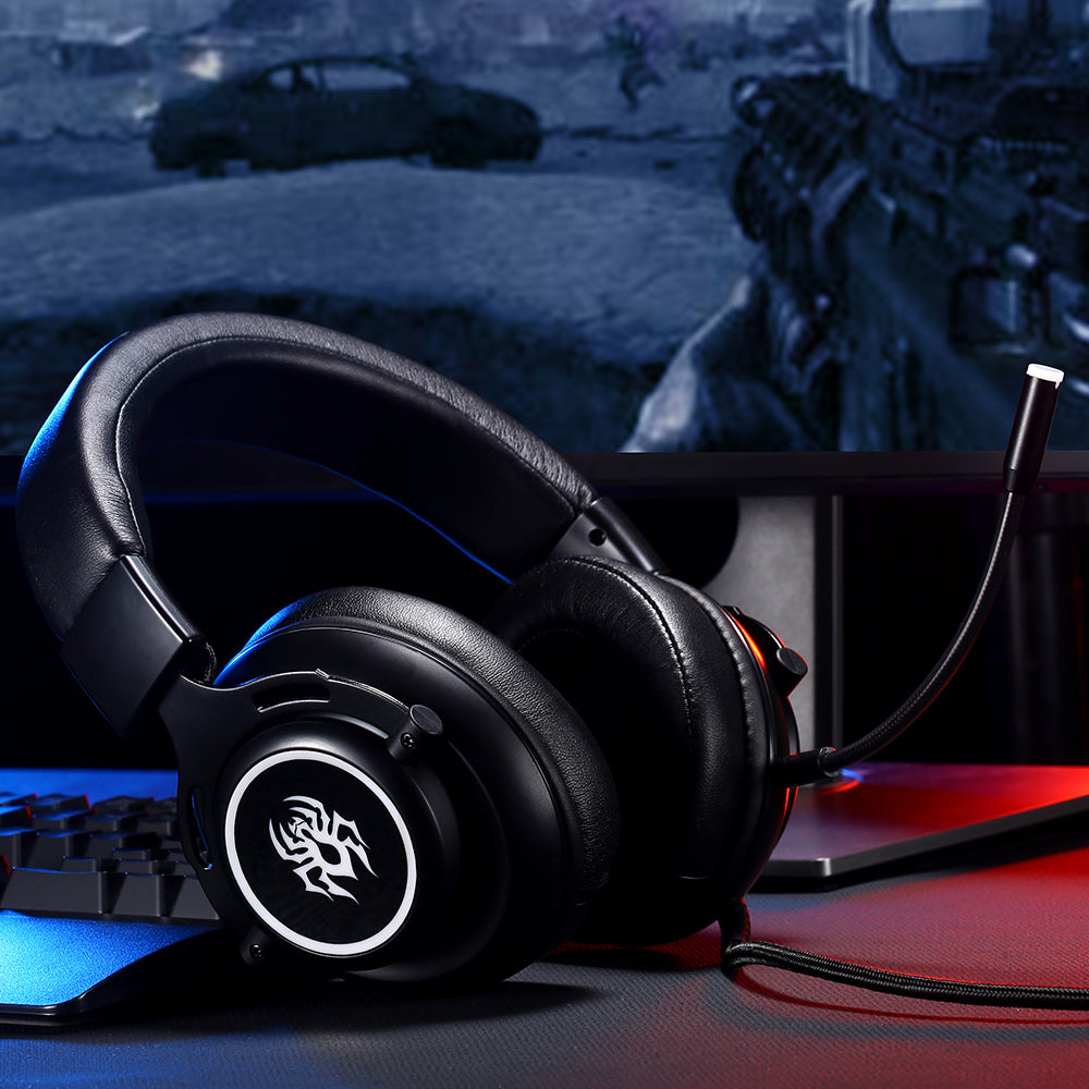 電腦遊戲耳機 LED 有線 RGB 耳機帶麥克風