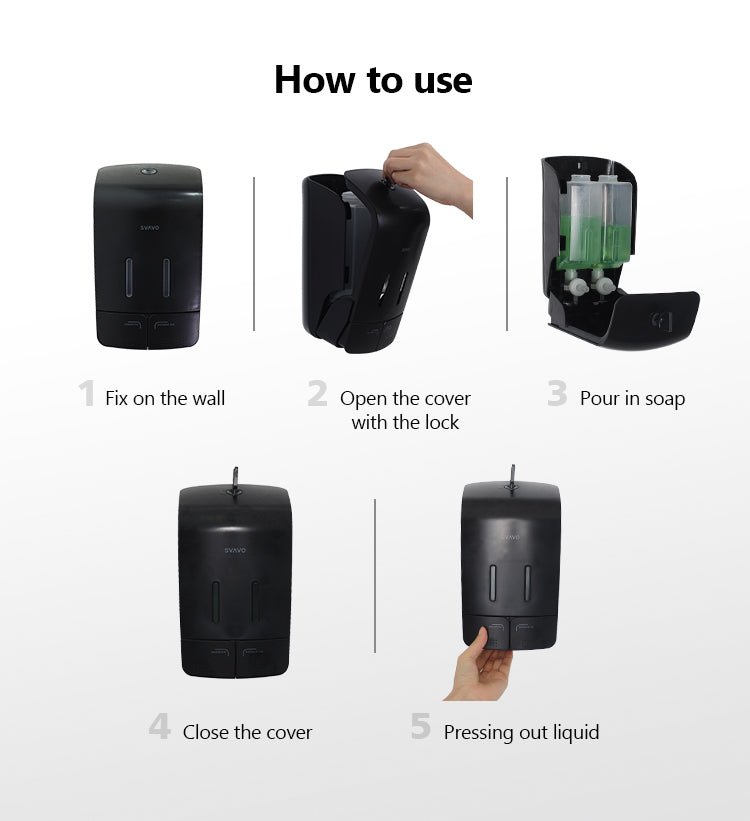 PL-151052 Double Head Wall Mounted Hotel Bathroom Hand Sanitizer Shampoo Dispenser Manual Soap Dispenser