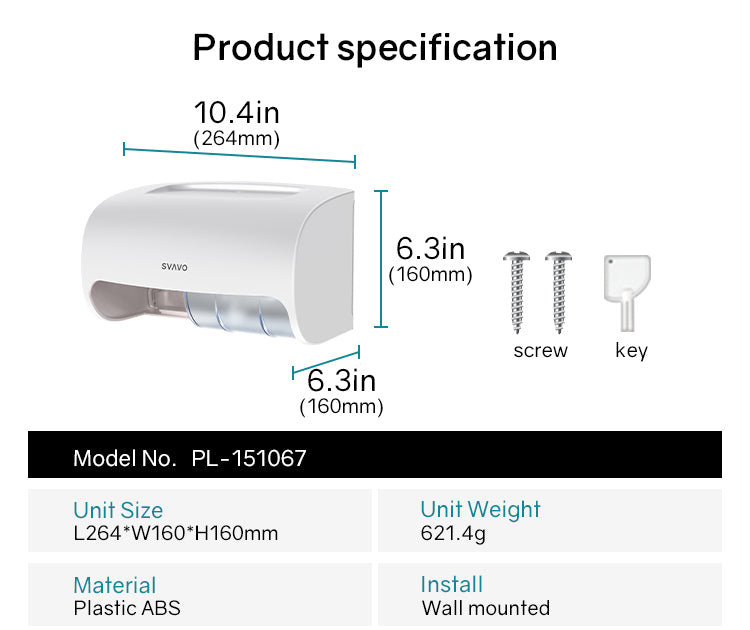 PL-151067 Bathroom toilet paper towel holder without punching large capacity wall-mounted paper towel box holder double roll paper towel holder