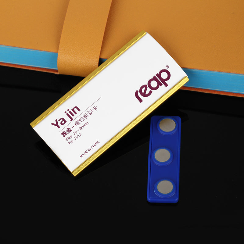 Reap Yajin metallic color magnetic student name tag can be screen-printed with LOGO and the inner paper can be customized