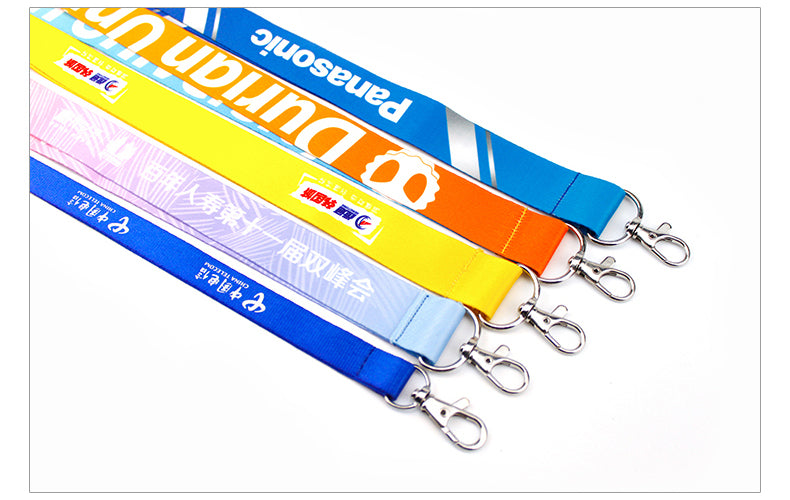 Colorful lanyard with non-fading gradient pattern heat transfer customization
