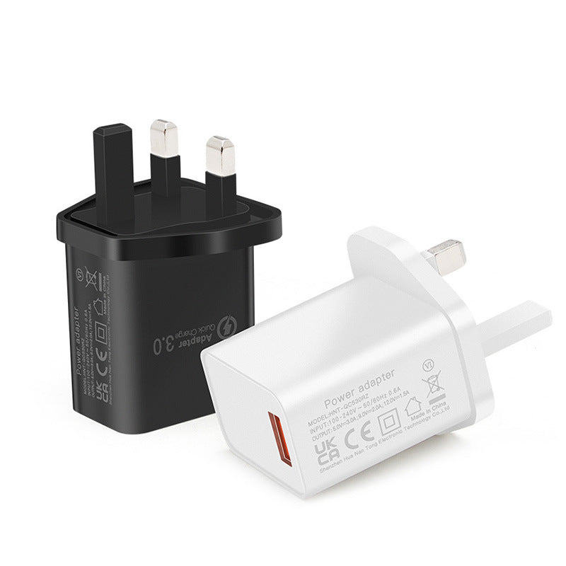 British single USB mobile phone charger 18W UKCA certified 9V2A charging head electrical adapter British standard QC3.0