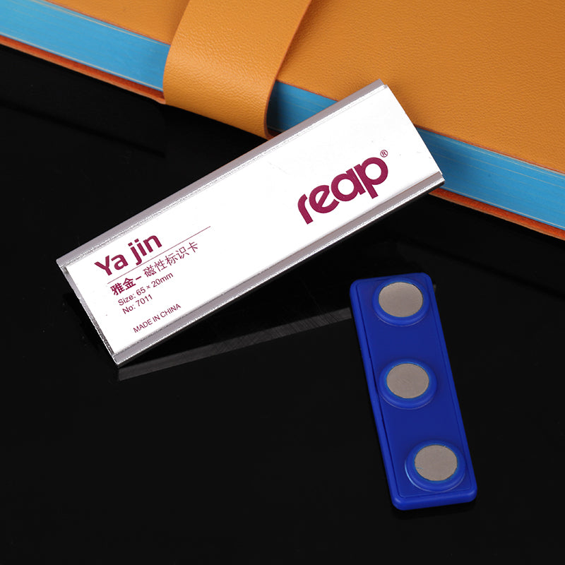Reap Yajin metallic color magnetic student name tag can be screen-printed with LOGO and the inner paper can be customized