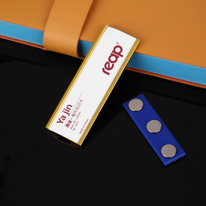 Reap Yajin metallic color magnetic student name tag can be screen-printed with LOGO and the inner paper can be customized