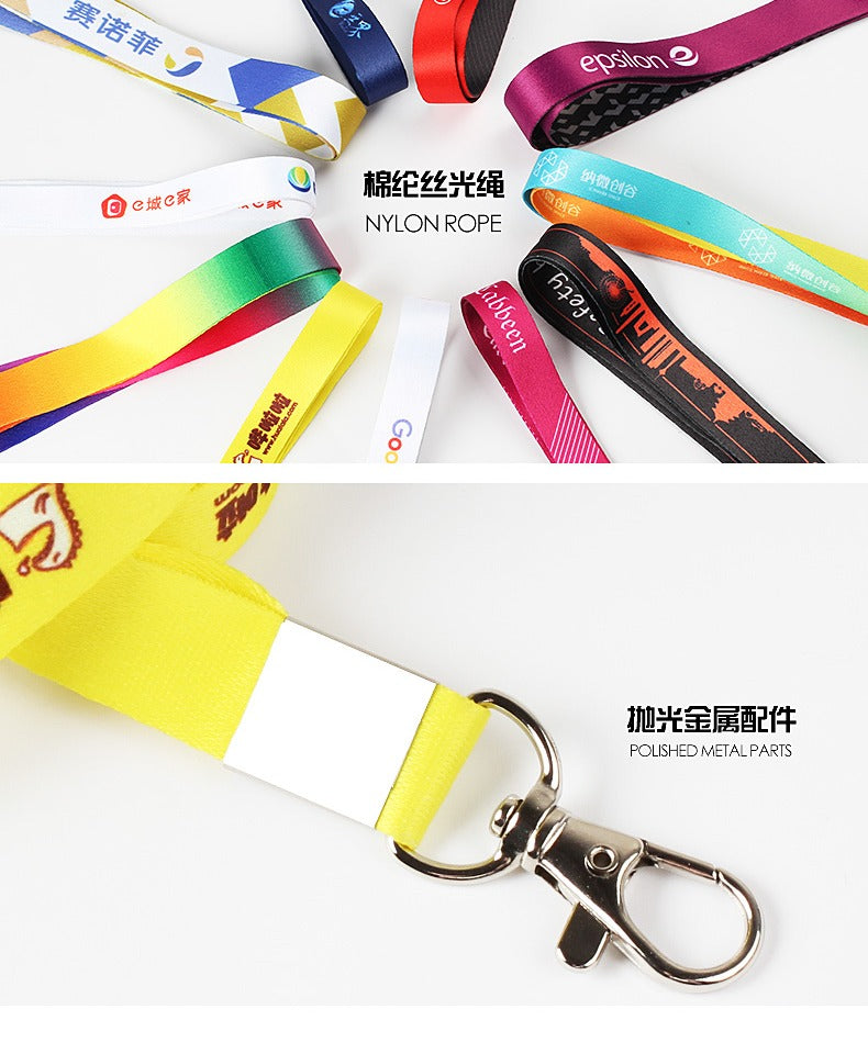 Colorful lanyard with non-fading gradient pattern heat transfer customization