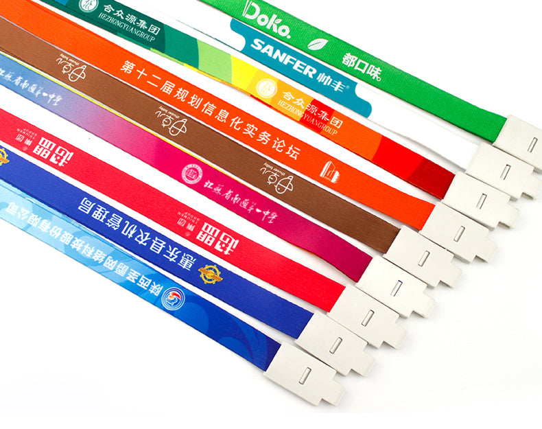 Colorful lanyard with non-fading gradient pattern heat transfer customization