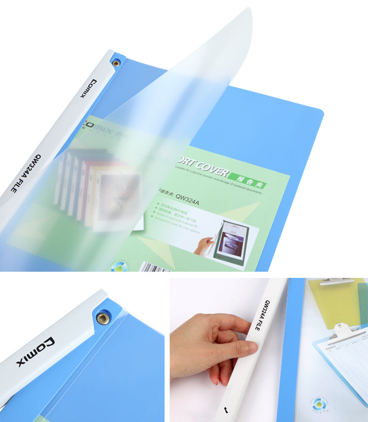 Comix PP 透明封面拉邊桿料夾 LW320/QW324