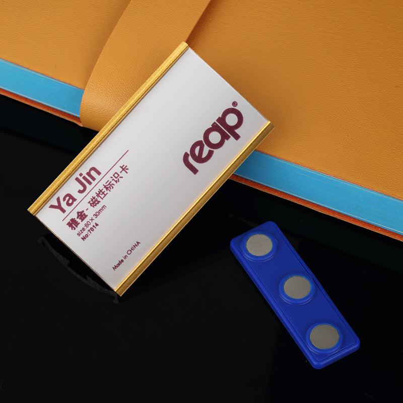 Reap Yajin metallic color magnetic student name tag can be screen-printed with LOGO and the inner paper can be customized