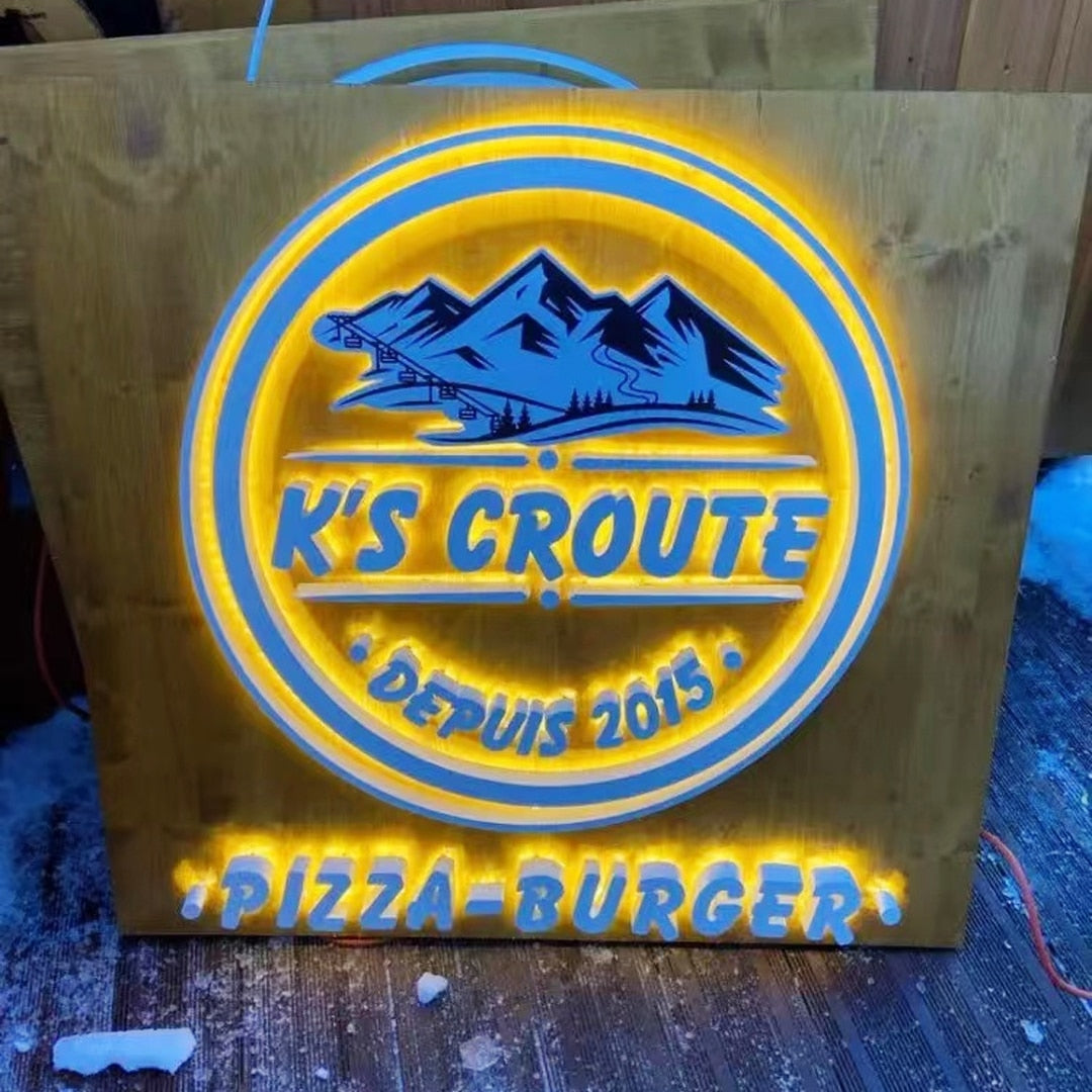 Outdoor LED Lighting Wall Metal Acrylic Shop Sign Customization