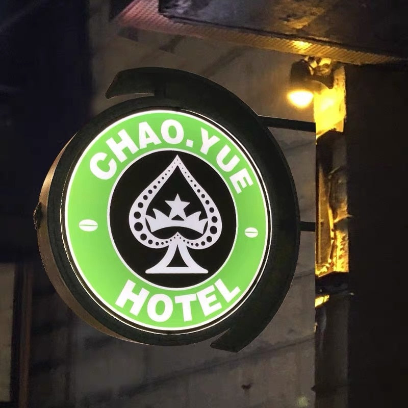 Outdoor waterproof and sunscreen wrought iron round double-sided LED acrylic shop sign light box