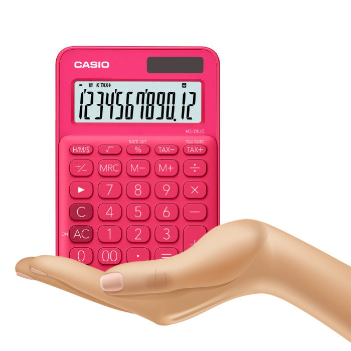 卡西歐 MS-20UC 紅色 Fanta 12 位彩色系列辦公計算器