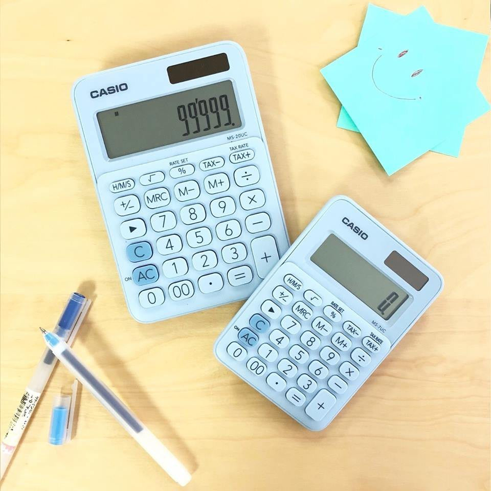 Casio Calculator MS-20UC Light Blue 12-digit Office Series Calculator