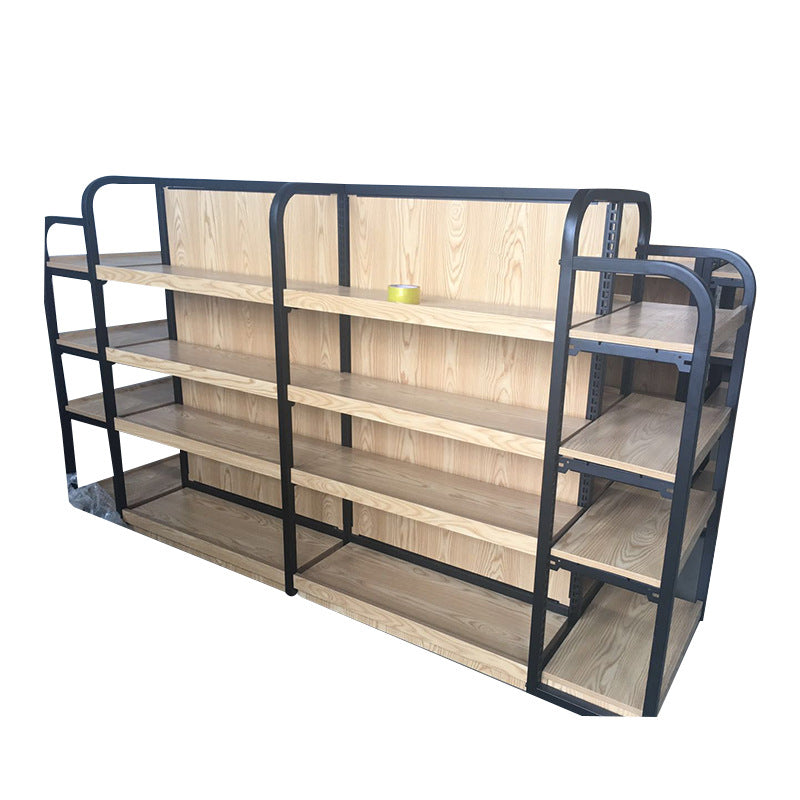 Supermarket shelves convenience store iron wood single-sided double-sided combination multi-layer storage rack snack shop snack display rack