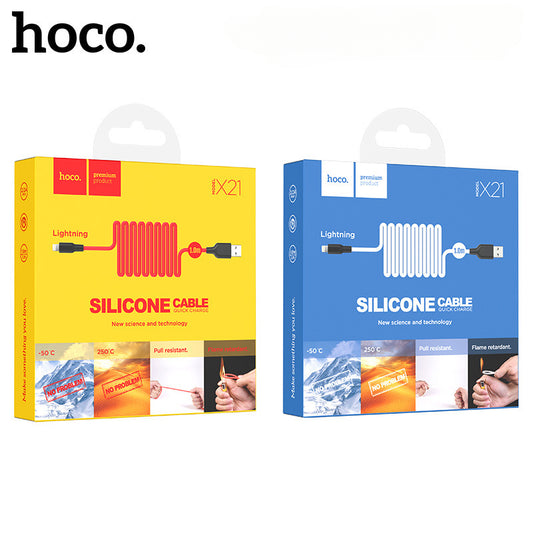 HOCO X21 silicone fast charging cable wholesale 5A suitable for Apple Android Type-C fast charging cross-border