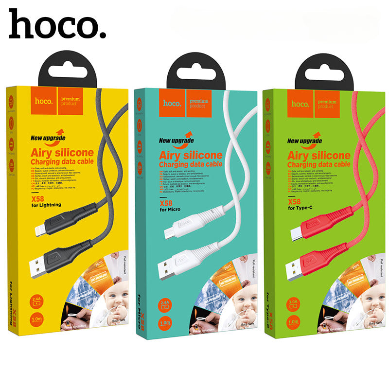 HOCO X58 mobile phone silicone charging data cable is suitable for Apple Android type-c fast charging cable