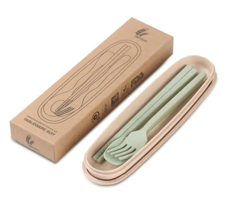 戶外野餐必備！可生物降解稻草小麥餐具套裝 支持訂製塑料款