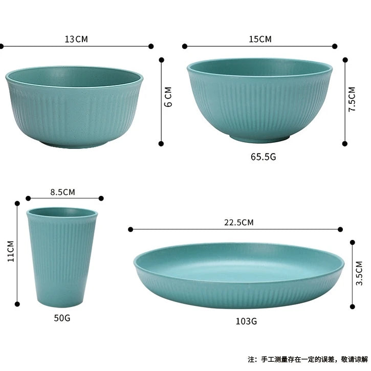 Modern 設計餐具套裝：小麥秸稈 + 塑料材質 1-8 人用