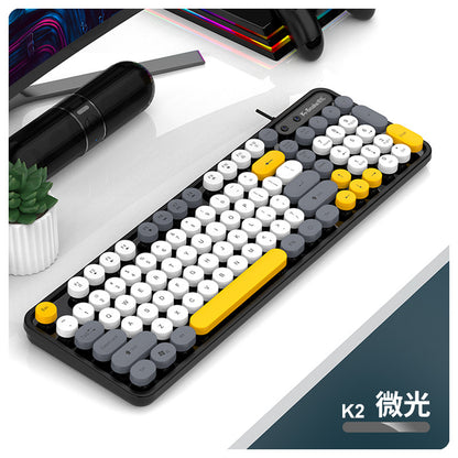 K-Snake K2 有線 USB 鍵鼠套裝，復古朋克風，適合女生，適用於臺式機、筆記本辦公